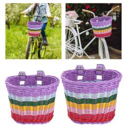 Cesta frontal com alças ajustáveis para crianças, cesta de bicicleta tecida para crianças, decoração de bicicleta para meninos e meninas, ciclismo de rua - Image 4