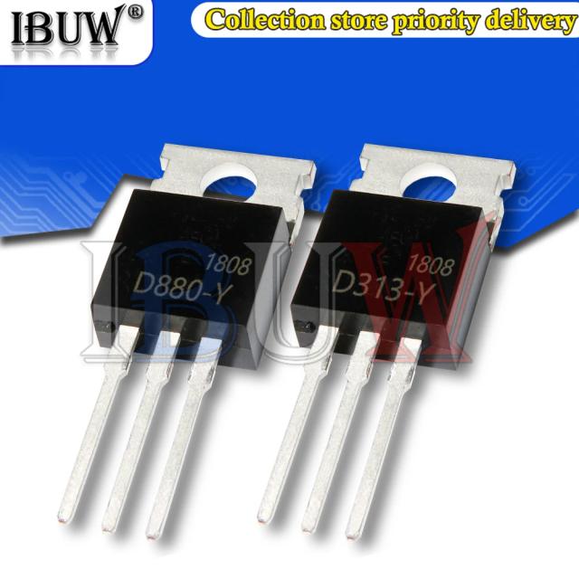 Conjunto com 10 Transistores 2SD313 e 2SD880 TO-220F para Projetos Eletrônicos