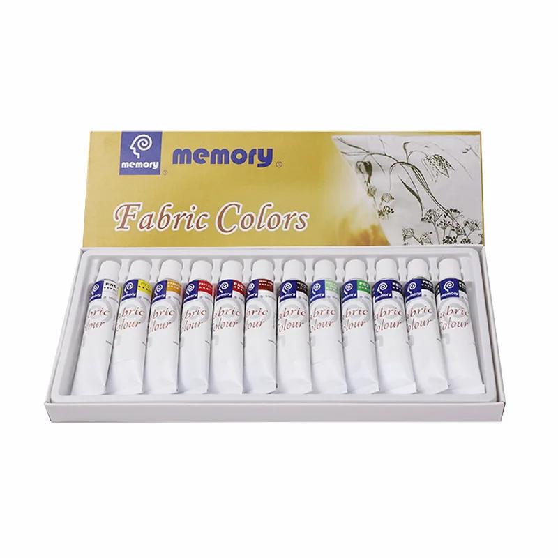 COLORIDO-Conjunto de tinta de tecido para roupas, Conjunto com 6 pincéis, 1 paleta, 12 cores permanentes têxteis, Kit de pintura inchada para sapatos, lona - Image 1