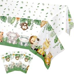 Louça descartável de animal selvagem, Copos de papel e placas, suprimentos para festas Wild One Safari para crianças, decoração de 1 ° aniversário, toalha de mesa para menino - Image 1