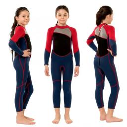 Roupa de mergulho infantil de neoprene, 2.5mm, para meninas de 2 a 14 anos, peça única, mangas compridas, manter quente, mergulho, surf, inverno - Image 2