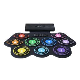 Conjunto de Bateria Eletrônica para Iniciantes e Crianças, Aprenda a Jogar, 7 Drum Practice Pad, Presente de Aniversário de Natal, 2 Tambores, 2 Pedais - Image 2