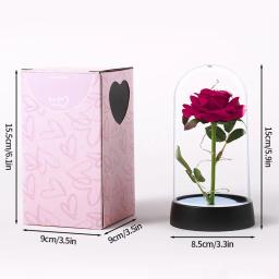 Flores artificiais de rosa, flor eterna em tampa de vidro, luz rosa, presente de aniversário de casamento, dia dos namorados, ornamentos de luminescência - Image 6