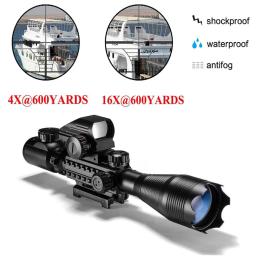 Riflescope tático com mira laser, 3 em 1 Rifle Scope Combo, Telêmetro óptico, Reflexo de ponto vermelho, 22mm Rail, 4-16x50EG - Image 3