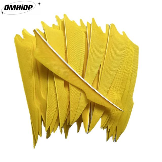 Penas de Fletching Amarelas para Arco e Flecha - 100 Unidades em Formato Picado, Asas de Peru para Acessórios Direito e Esquerdo