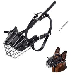 Cesta de metal ajustável para o cão, focinho do cão respirável, chumbo de couro, Anti mordida, Anti latido, gaiola de cesta de arame - Image 1
