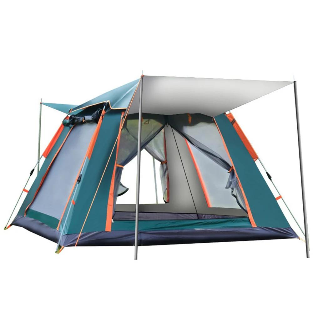 Barraca de acampamento automática com Canopy, Tenda dobrável ao ar livre, Tenda portátil hexagonal para a família, 3-4-6 pessoas - Image 1