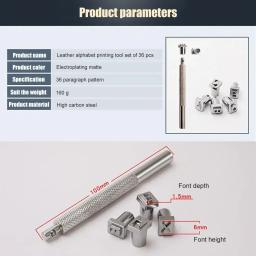 Couro Seal Gravura Artesanato Conjunto de Ferramentas, Aço Alfabeto Número Selo, Couro Artesanato Selos, Molde De Impressão De Metal, DIY Set, 36Pcs - Image 6