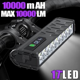 Newboler luz dianteira da bicicleta 10000 lúmen luz 10000mah lanterna à prova dwaterproof água carregamento usb mtb estrada ciclismo lâmpada acessórios - Image 1