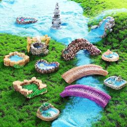 Paisagem em miniatura acessórios de jardim de fadas mini farol poço de água ponte casas ornamento diy decoração de jardim em miniatura - Image 3