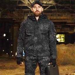 Jaqueta tática de caça camuflagem masculina, blusão impermeável, casaco com capuz quente, roupas de caminhada, inverno - Image 2