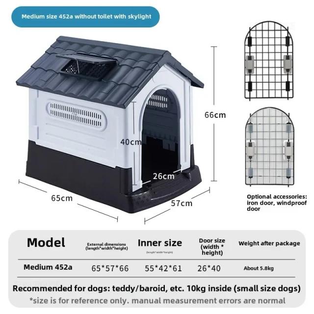 Casa de plástico moderna para cães, casas quentes médias e grandes com portas, canil doméstico minimalista para cães internos