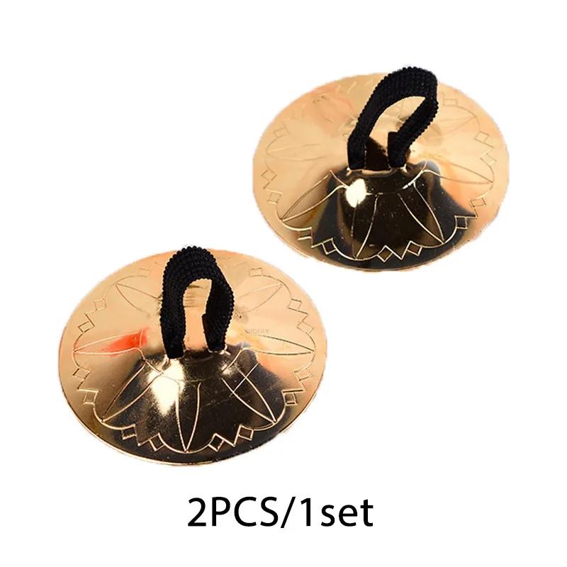 Dança do ventre Indiano Brass Finger Cymbals, Médio Oriente Percussão Props, Instrumento Musical, 2pcs por lote - Image 1