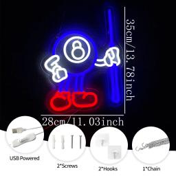 Sinal LED neon de bilhar, sinal comercial de bilhar, usado para decoração de parede de academias, tacos de sinuca e salas de bilhar. - Image 2