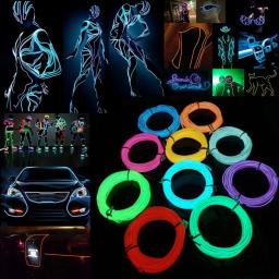 Luzes de Neon Flexíveis com USB, Cabos Luminescentes EL, Impermeável, Festa DIY, Luz Decorativa Atmosférica, Faixa de LED, 1m, 3m, 5m - Image 3