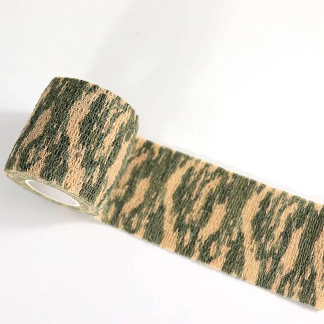Rolo de Fita Auto-Adesiva Camuflada para Caça e Acampamento - Ideal para Estiramento e Ataduras em Atividades ao Ar Livre