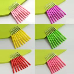 8 pçs conjunto de ferramentas de crochê de cabo macio colorido agulhas de camisola de plástico alça macia agulhas de crochê de óxido de alumínio - Image 2