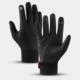 Outono inverno luvas de ciclismo ao ar livre ginásio fitness esportes correndo tela toque quente luvas antiderrapantes da motocicleta dos homens preto - Image 1