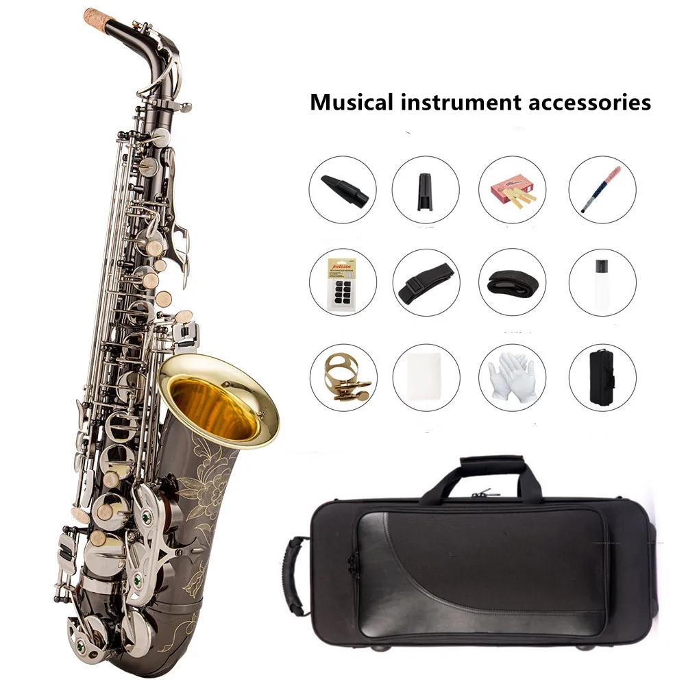 Alto e Saxofone Tenor, E-Flat, Black Nickel Gold Bell, Sax Bocal, Silver Key Reed, Pescoço Acessórios Para Instrumentos Musicais - Image 1