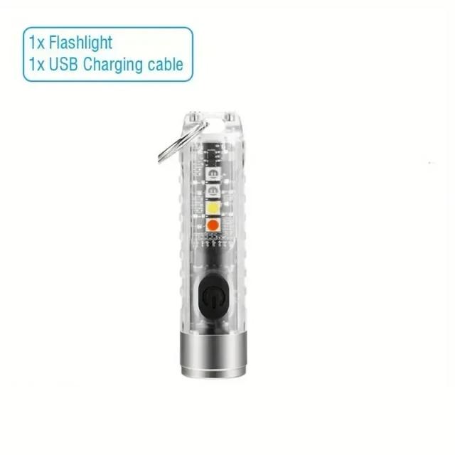 Mini Chaveiro Lanterna Recarregável com 10 Modos e Base Magnética, Perfeita para Camping e Atividades ao Ar Livre