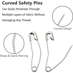 50Pcs Pinos de Níquel-Banhado Pinos de Aço De Segurança Curvo Costura Crafting Suprimentos 3 Tamanhos Prata Bent Alfinetes De Segurança para Quilting Tricô - Image 4