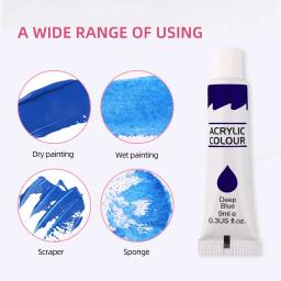 Conjunto de Tinta Acrílica Impermeável para Iniciantes, Arte Suprimentos para Artistas, Pintura DIY em Parede de Lona, Projetos Artesanais, Tubos 9ml, 12 Cores - Image 5