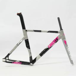 Conjunto de quadros de bicicleta de engrenagem fixa, quadro fixie de alumínio 700C, garfo de carbono, pista, quadros de bicicleta de velocidade única, peças de bicicleta de alta qualidade - Image 1
