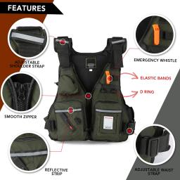 Colete flutuante multi bolsos com suporte de garrafa de água, jaqueta pesca com mosca, colete salva-vidas, caiaque, vela, passeios de barco, esportes aquáticos - Image 4