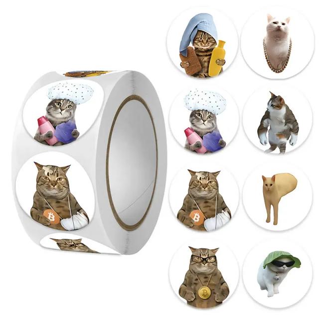 Adesivos de Gato Bonito: Etiquetas Motivacionais e Criativas para Crianças - Pacotes de 50 a 500 Peças para DIY, Escritórios e Escolas