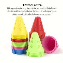 Cone durável e portátil do treinamento do futebol, marcador para o treinamento da agilidade e o controle do tráfego, amarelo, 10 PCs/Set - Image 1