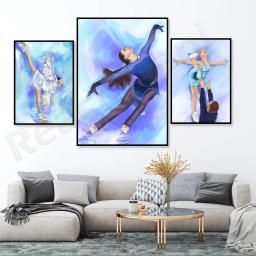 Patinação artística patinação de patins cartaz, patinação foto decoração imagem ídolo parede arte pintura da lona sala estar decoração casa presente - Image 4