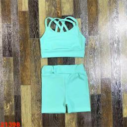 Collant de balé para meninas, shorts e blusa de tiras, roupas de ginástica, yoga esporte dança, roupas de palco, crianças - Image 5