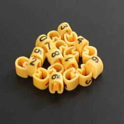 Frete grátis 100/500 peças marcadores de cabo amarelo ABCDEFGHIJ EC-0/1/2/3 0.5 0.75 1 1.5 2.5 4 6 8 10 12 16MM2 para tubulação de diâmetro de fio - Image 2