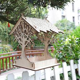 Alimentador De Pássaro Ao Ar Livre De Madeira, Pendurado Gaiola Montada, Pet Suprimentos para Jardim, Decoração Do Quintal, Alimentação Da Casa, DIY - Image 3