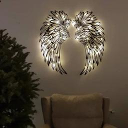 Asas De Pena De Anjo Com Luzes LED, Mural De Metal, Decoração De Parede Artesanato, Decoração De Anjo Pendurado, Fotografia, 1 Par - Image 5