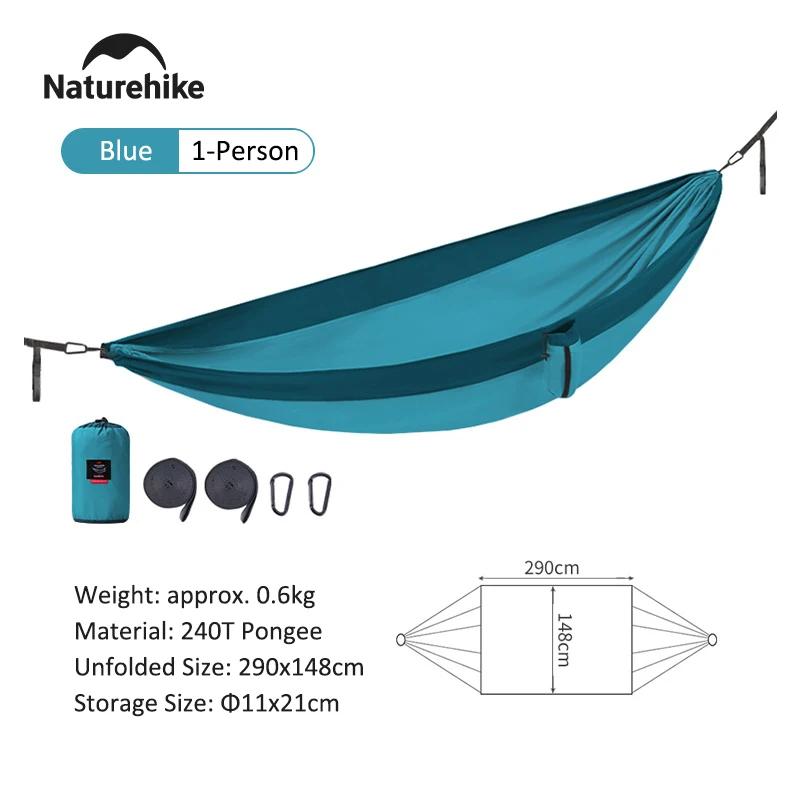 Naturehike-portátil ao ar livre Camping Hammock, caminhadas Swing, única e dupla pessoa, Pongee Hammock, cama de suspensão, 240T - Image 1