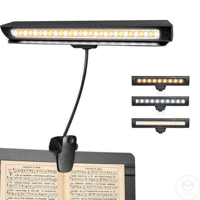 Luz de Leitura Recarregável Stand Light com Música e 19 LEDs em 3 Cores para Cabeceira Noturna