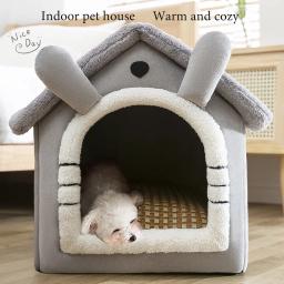Cama dobrável para gatos/cachorros, cama para dormir para animais de estimação, removível e lavável, canil para casa de cachorro, ninho interno para gatos - Image 3