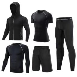 Fatos Esportivos de Compressão Masculina, Corrida e Corrida, Calças Apertadas, Fato de Treino, Depressão, Ginásio, Treinamento, 5 Frutas por Conjunto - Image 1