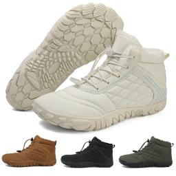 Botas de caminhada descalças de inverno para homens e mulheres, bota de neve quente com gota zero, botas de tornozelo com caixa de dedo largo, minimalista à prova d'água - Image 1