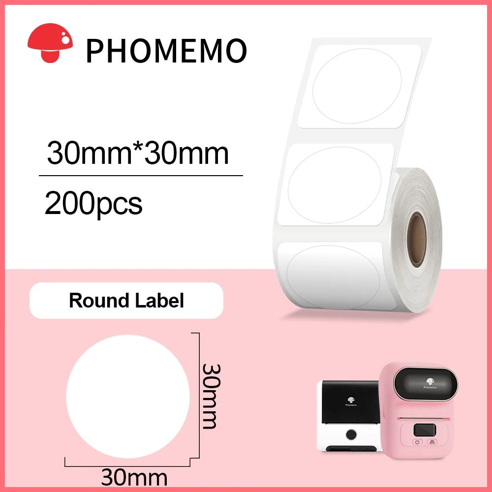Etiqueta impermeável da identificação da etiqueta da etiqueta térmica autoadesiva redonda branca de phoemo para a impressora da etiqueta m110/m200/m220 - Image 1