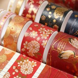5 pçs conjunto de fita washi folha de ouro cinta washi fita adesiva estilo chinês scrapbooking suprimentos flor decorar diário adesivos bonito - Image 4