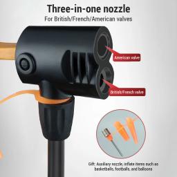 Bomba de bicicleta multifuncional com medidor, inflador portátil para bicicleta e carros, medidor de alta pressão e bomba de ar do bocal, 160PSI - Image 6