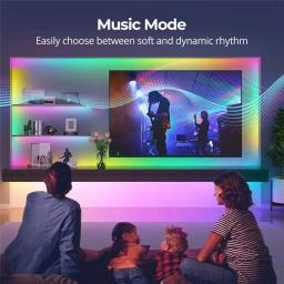 Fita LED com Controlo de Aplicações, RGB, WS2812B, Efeito de Perseguição, Bluetooth, Fita, Festa, Quarto, Cozinha, Decoração, 20m, 12LEDs/m - Image 3