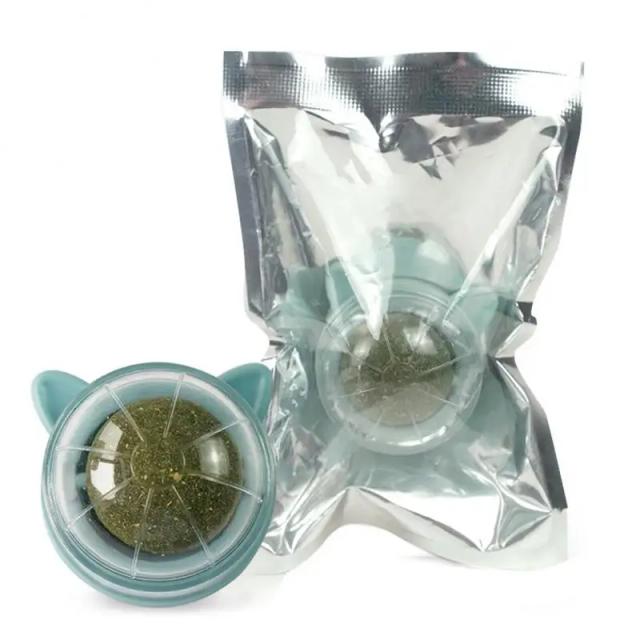 Brinquedo Rotativo de Catnip Natural para Gatos - Bola com Lanches Saudáveis e Limpeza Dental