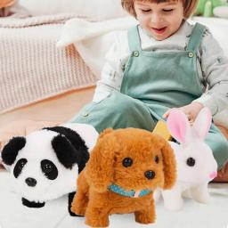 Cães de brinquedo do bebê que caminham e esques cauda balançando pelúcia interativa eletrônica animais de estimação filhote de cachorro montessori brinquedos para meninas crianças - Image 3