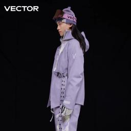 VECTOR Jaqueta de esqui de algodão parcial 3L para homens e mulheres, à prova de vento e à prova d'água, nylon, borracha de pressão total, roupas de esqui ao ar livre - Image 6