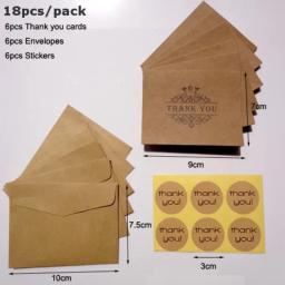 6 pçs obrigado retro cartão kraft papel envelopes selo adesivo festa de casamento marrom envelope adesivo conjunto ofício sacos de papel - Image 6