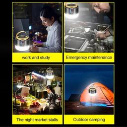 Solar LED Camping Lanternas com controle remoto, lanterna recarregável, impermeável, tenda ao ar livre Luz, Power Bank - Image 5