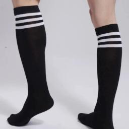 Meias de compressão unisex para o futebol, antiderrapante, longo, joelho, listrado, para o futebol, corrida, atlético - Image 6